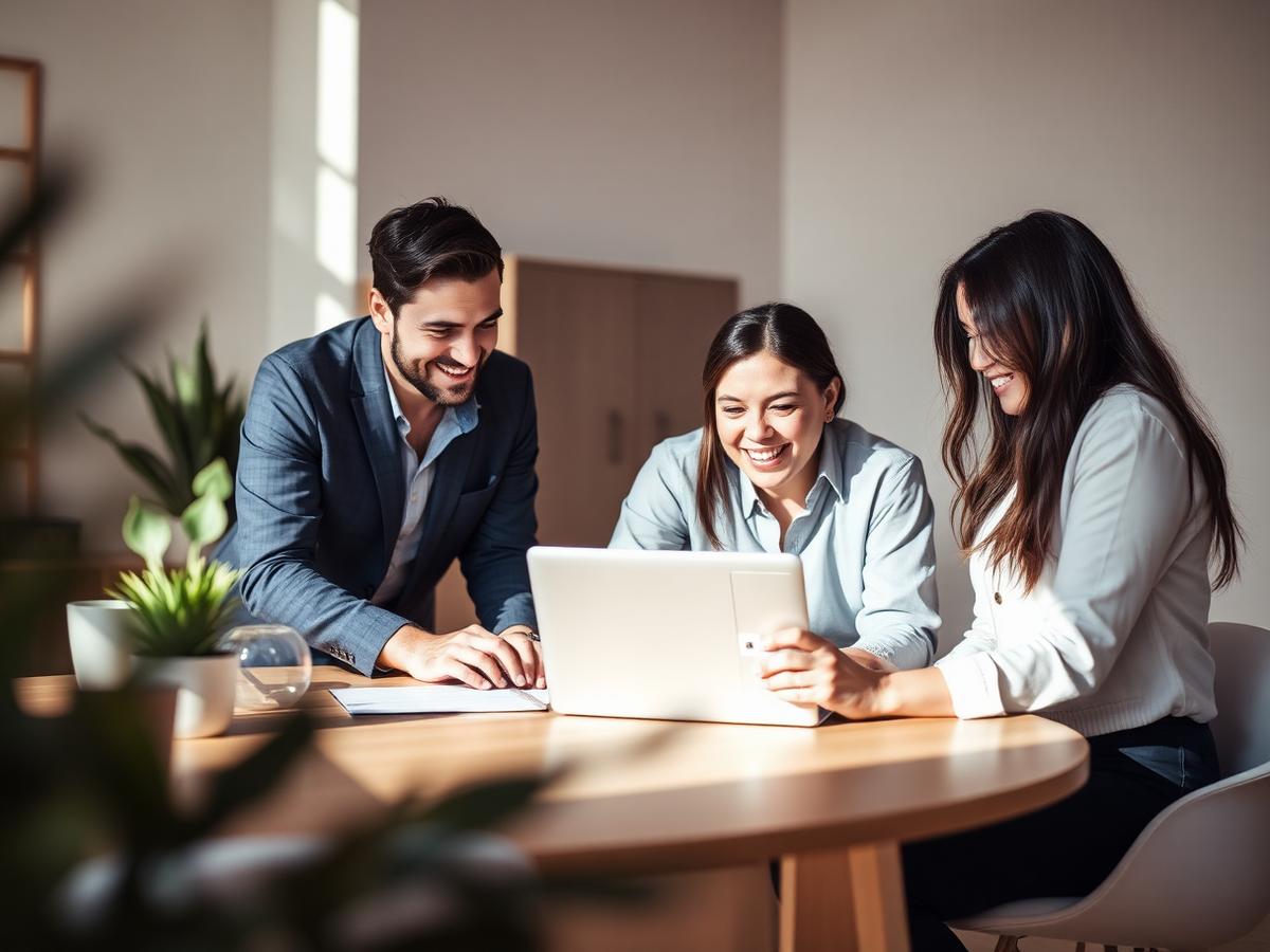 Team di un'agenzia immobiliare al lavoro insieme